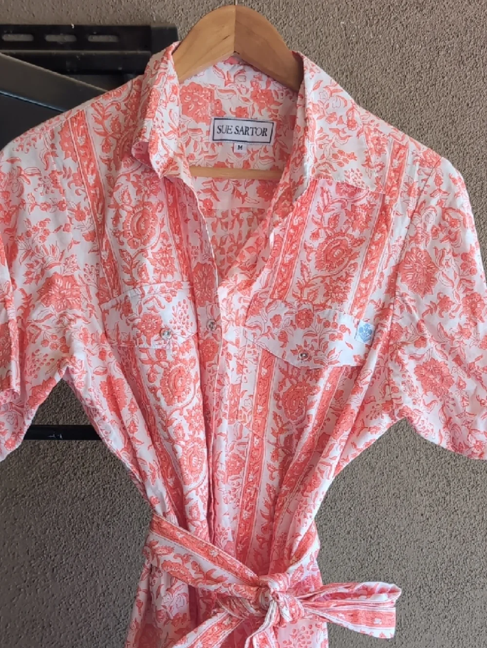 Sue Sartor Coral Floral Shirt Dress